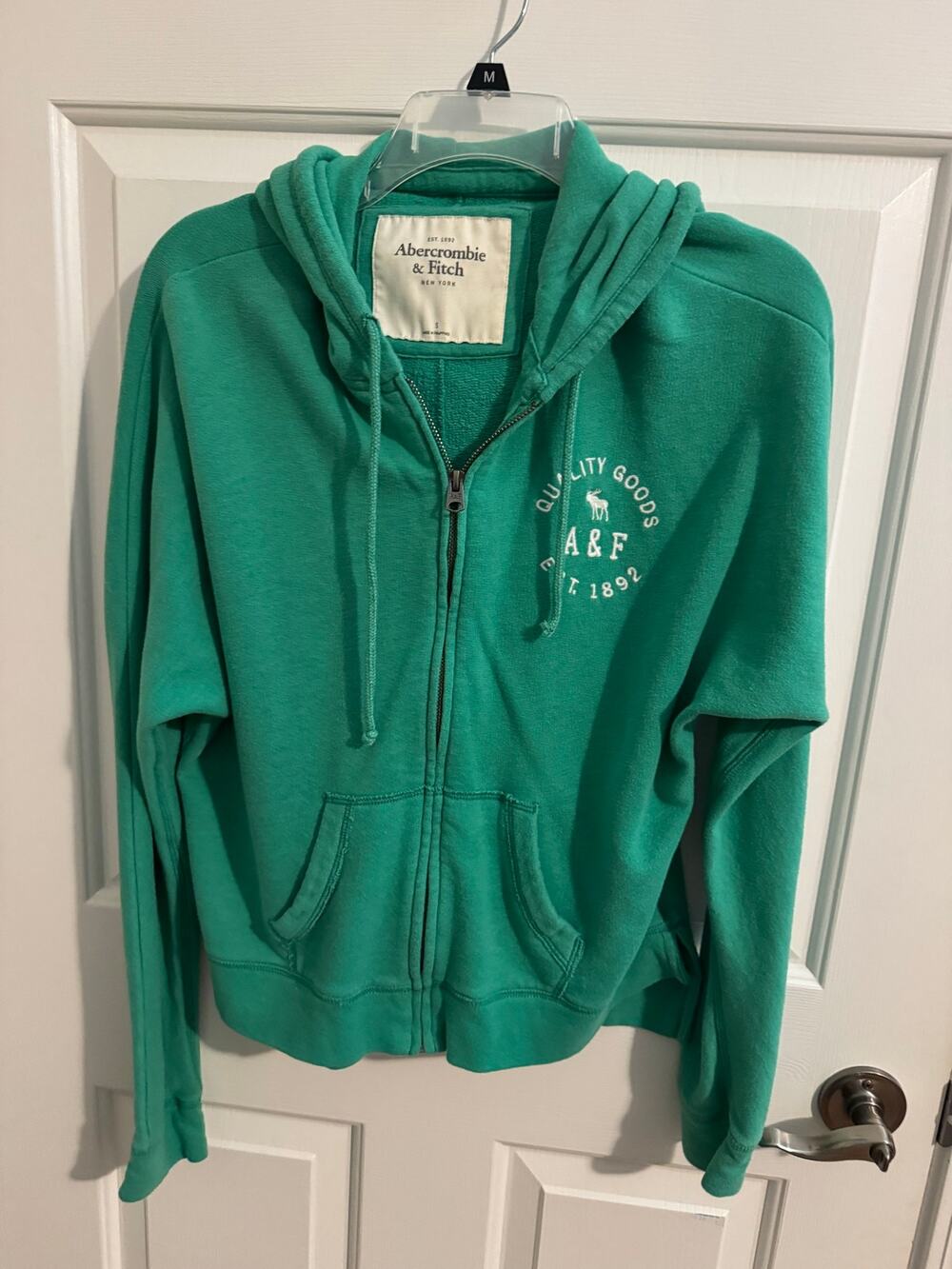 Abercrombie & Fitch Vintage Y2K Women's Full Zip Hoodie Moose Logo Green S